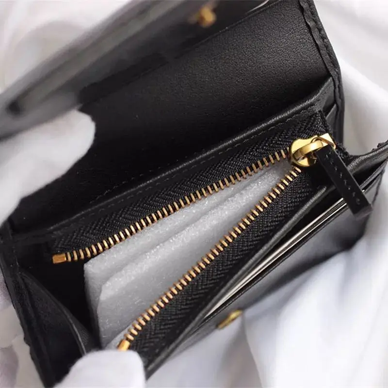 

2021 fashion small short wallets female genuine leather hot sale luxury lady mini handheld female small casual wallets