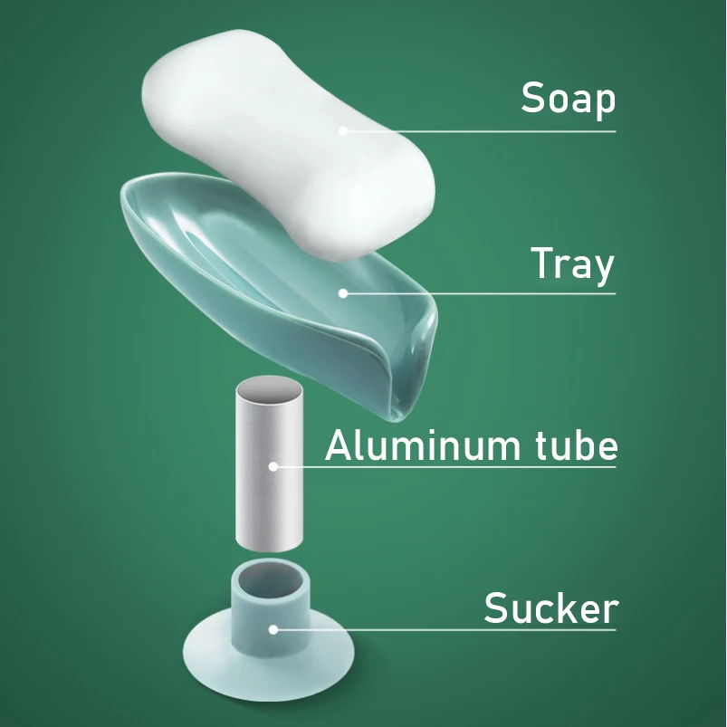 

Leaf Shape Soap Drain Holder Soap Dish Box Toilet Soap Rack Sucker Soap Storage Plate Tray Sponge Holder Bathroom Accessories