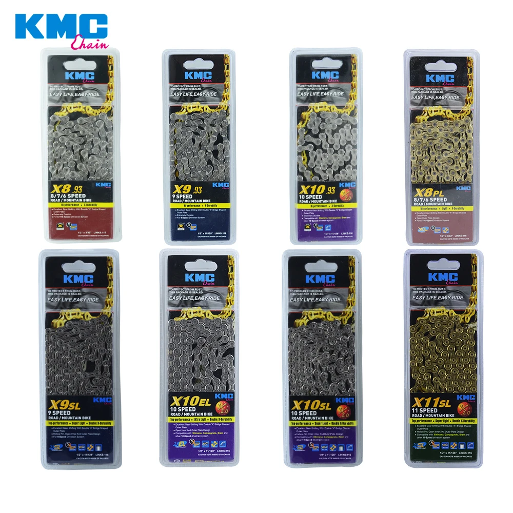 KMC X8 X9 X9sl X10 X10sl X11SL Z99 велосипедная цепь 9S 10S 11S золото для MTB/шоссейного велосипеда fo Shimano/SRAM 8 9 10 11 скорость 116л/цепной велосипед