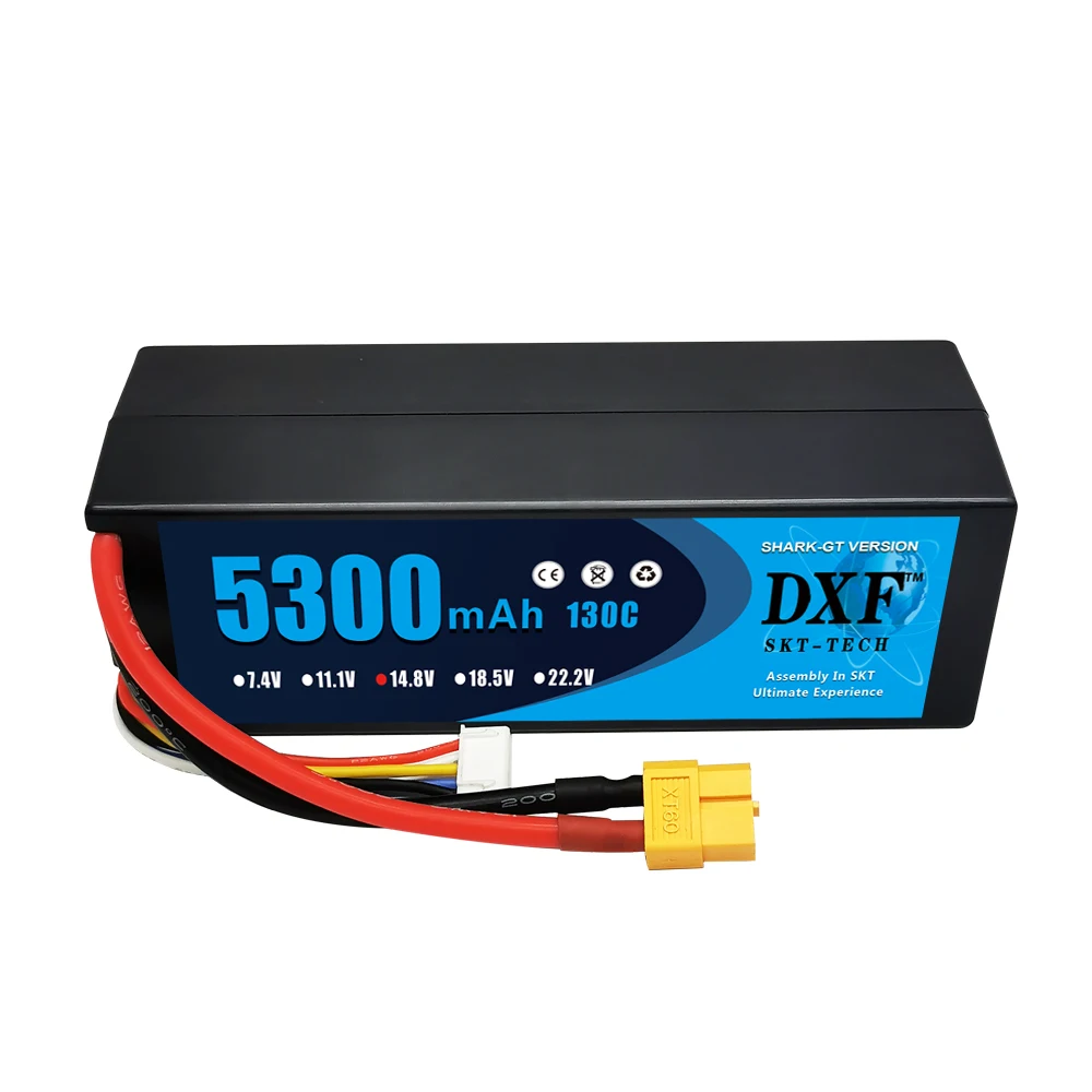 DXF-bater&iacute;a Lipo 2S 3S 4S, 7,4 V, 11,1 V, 14,8 V, 5300mah, 130C, carcasa dura, escala 1/10, para TRXXX Slash 4x4 RC-3