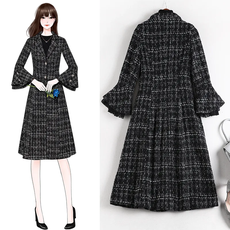 USPOP 2020 весенние женские пальто длинные твидовые размера плюс Тренч зимнее
