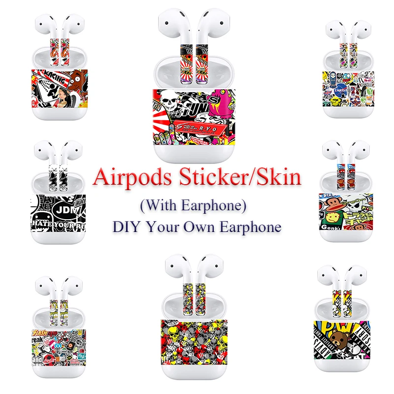 Красочные граффити Airpods наклейки для Apple защитная кожа Прямая доставка|Наклейки