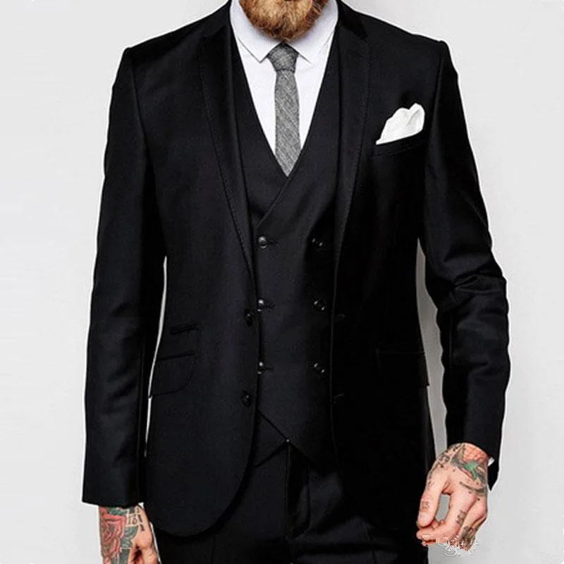 

Деловой черный брикет для мужчин, смокинг для жениха, деловые блейзеры с заостренным лацканом, наряд для шафера, приталенный мужской костюм,...