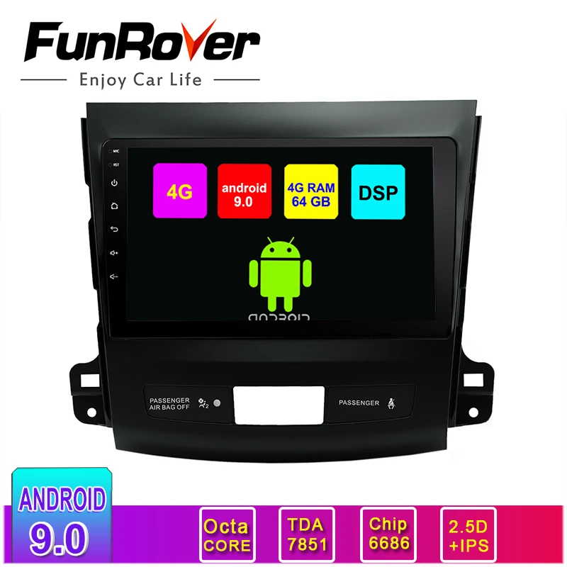 Автомагнитола Funrover 2.5D + IPS Android 9 0 мультимедийный видеоплеер с GPS без DVD для Mitsubishi