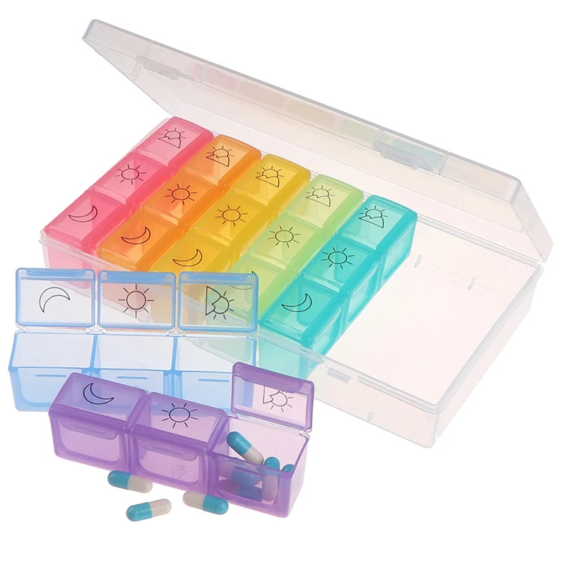 3 Row 21 Grids 7 Days Weekly Pill Case Medicine Tablet Dispenser Organizer Pill Box Splitters Pill Storage Container