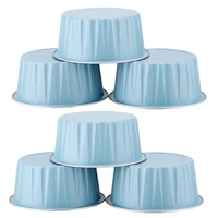 200pcs 5oz 125ml disposable cake baking cups muffin liners cups with lids aluminum foil cupcake baking cups blue