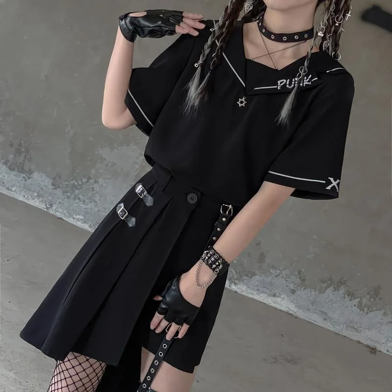 

Original Mori Girl Tribe Fashion Personality Irregular Fried Street Two-piece Cool Girl Wearing Suit New Trend Summer