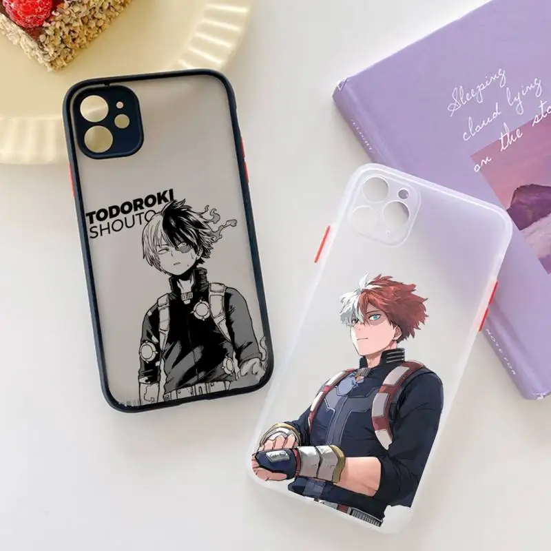 

FHNBLJ Todoroki Shouto My hero Academy Phone Case for iPhone X XR XS 7 8 Plus 11 12 pro MAX Translucent Matte Shockproof Case