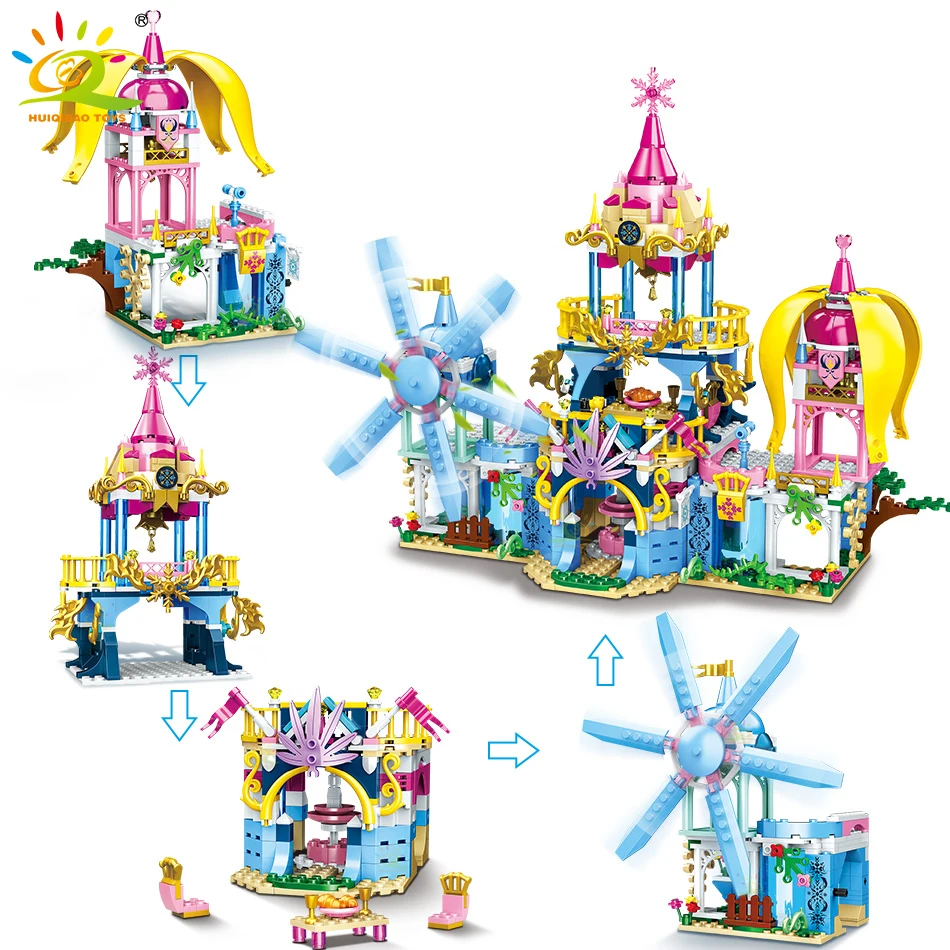 HUIQIBAO 619 шт. город друг с принтом Снежная королева замок ветряные мельницы