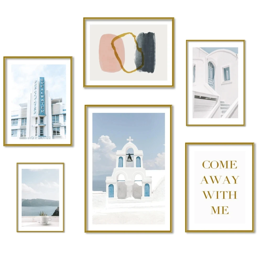 

Greece Aegean Sea Santorini Windmill Travel Nordic Poster Wall Art Canvas Painting Wall Pictures For Living Room Home Unframed