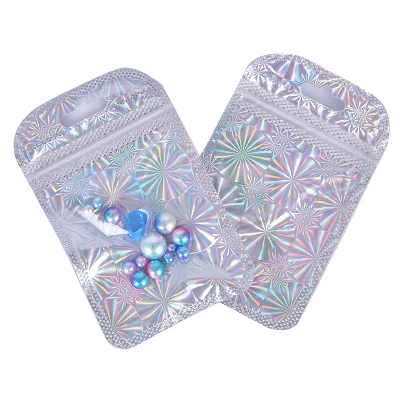 50 шт Радуга прозрачные симфония Ziplock мешок переливающийся мешки замка