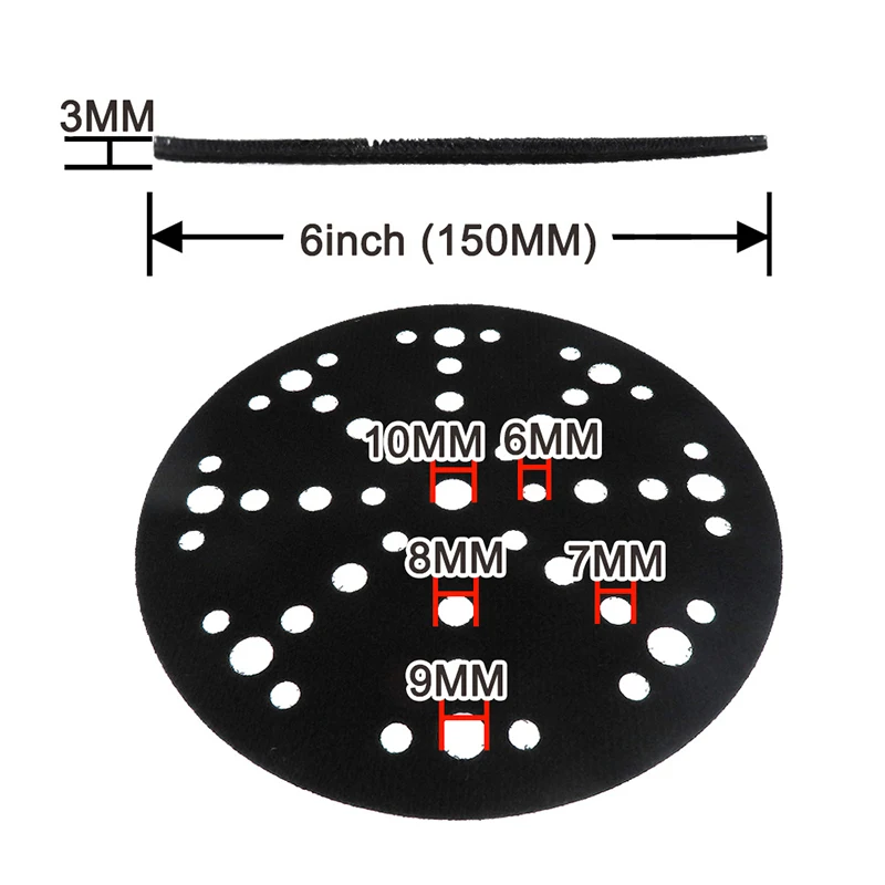 

Black 6 Inch 48 Hole Sanding Discs Orbital Sander Pads Sanding Pad Dust-Free New