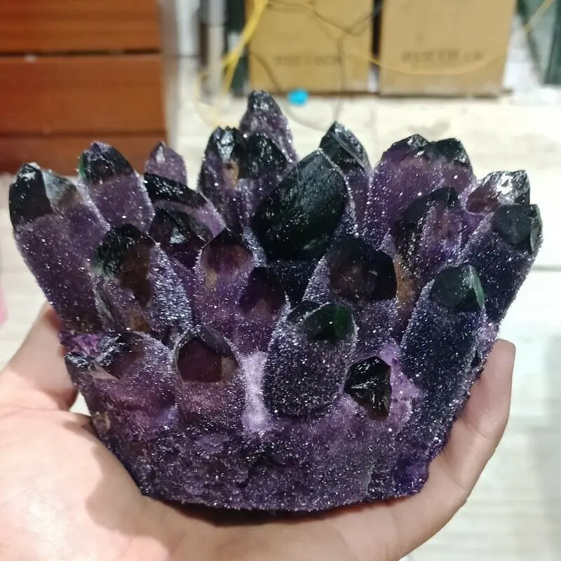 

Natural Purple Amethyst Cluster Crystal Quartz Remove Negative Energy