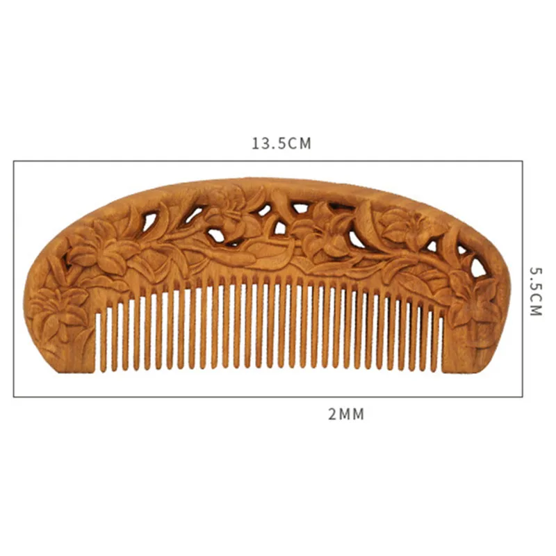 

1 PC Handmade Green Sandalwood Anti-Alopecia Wood Comb Natural Head Massage Hair Brush Hair Care Flower Style