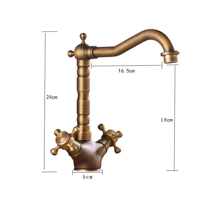 

Antique Brass Kitchen Faucet 360 Swivel Bathroom Basin Sink Mixer Tap Crane Home Improvement Accessories