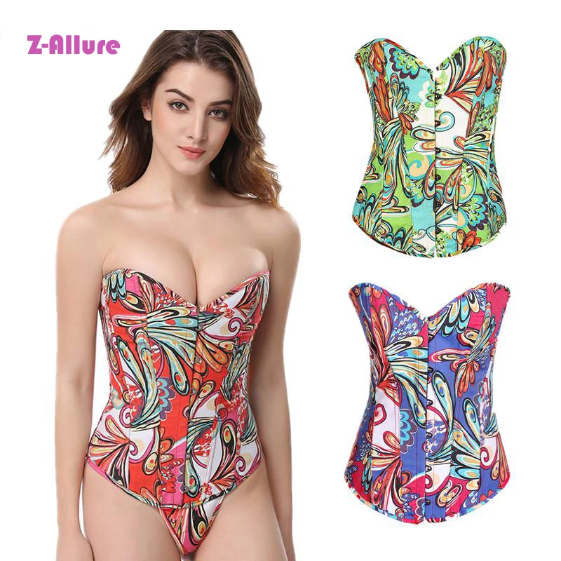 Женский стимпанк Ретро Корсеты бюстье в стиле корсет для похудения с цветочным