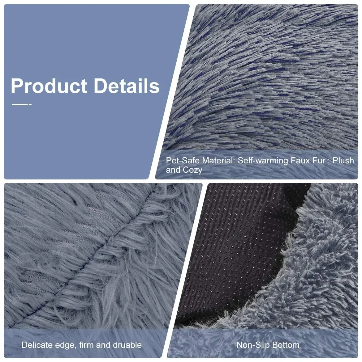 Удобная кровать для собак и кошек Пончик сверхмягкая моющаяся теплая флисовая