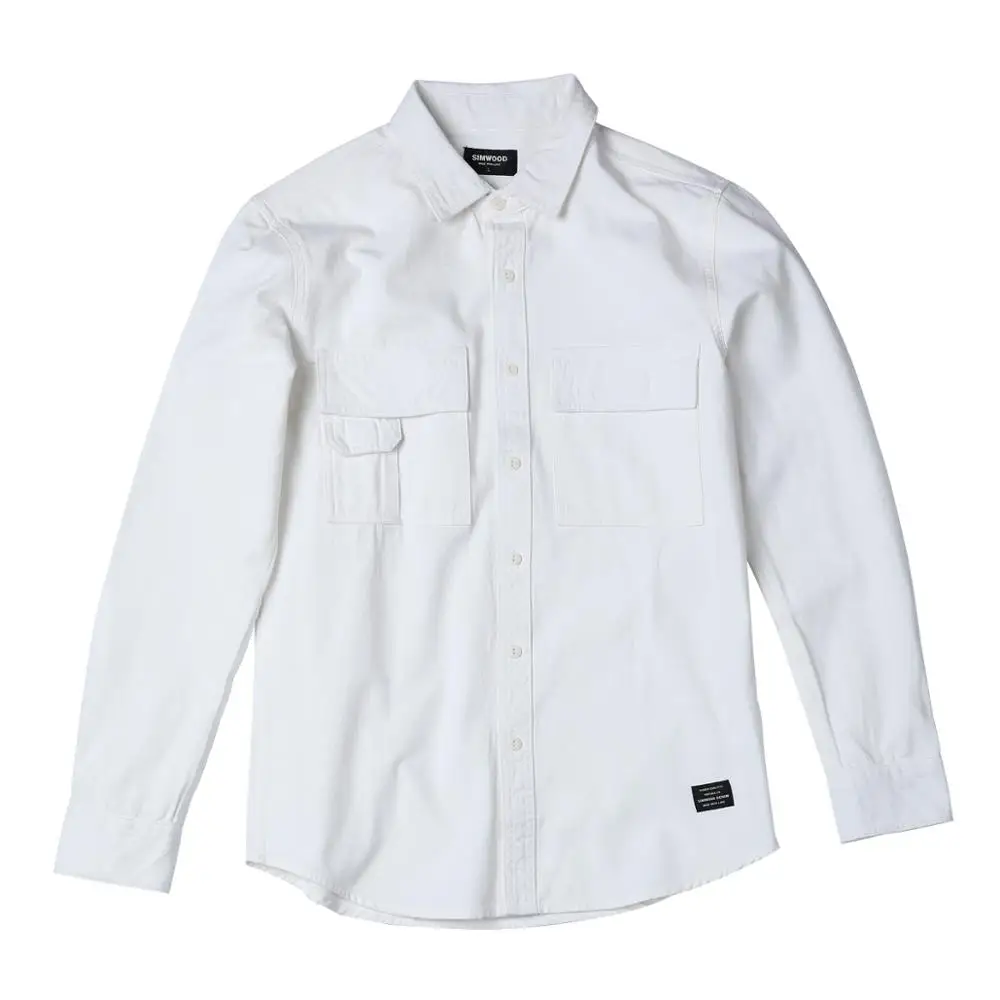 Мужская повседневная рубашка SIMWOOD теплая из 100% хлопка высокого качества