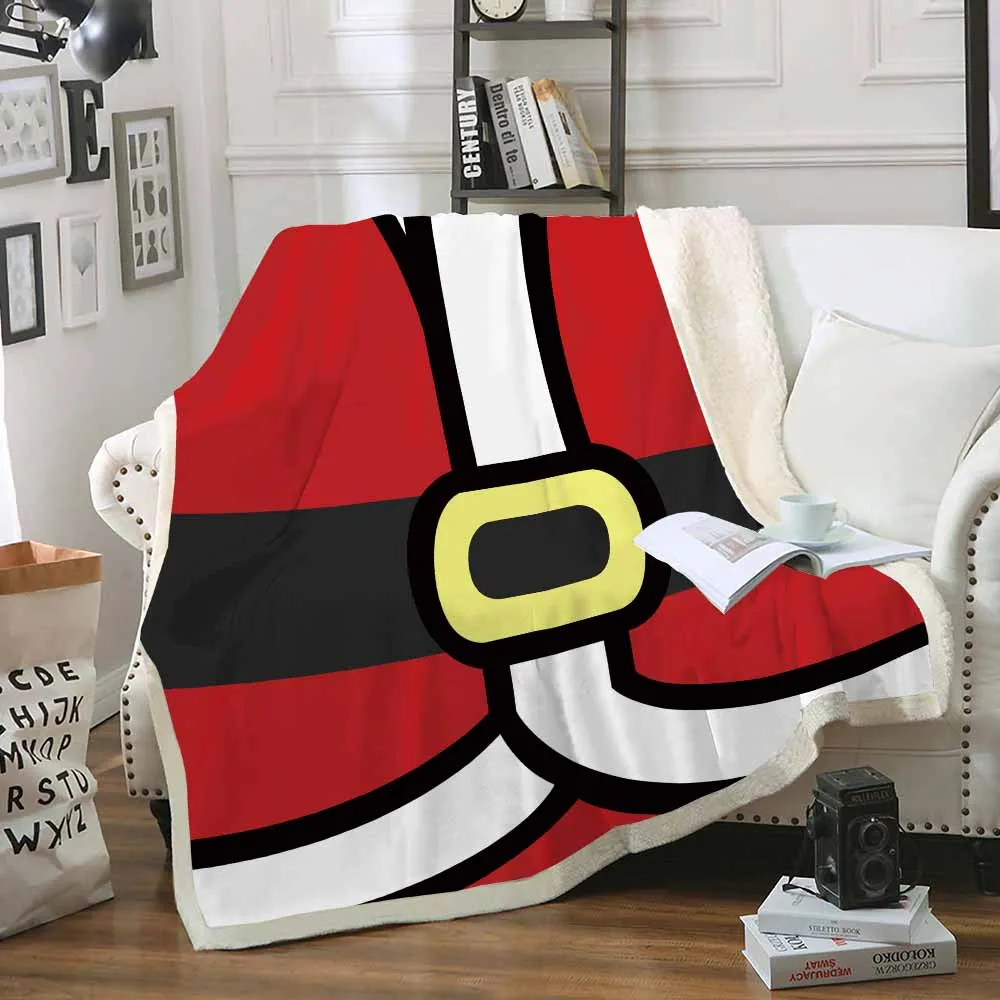 

New Year Throw Blanket Soft Sherpa Coral Blanket Santa Claus Clothes Knee Blanket Sofa Blanket Bed Cover Outside Picnic Blanket