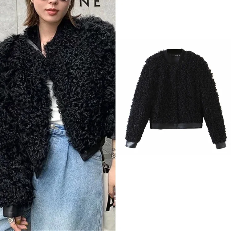

2021 feminino korean abrigos mujer Trendy short teddy wool coat autumn winter women concealed buckle design top za người phụ