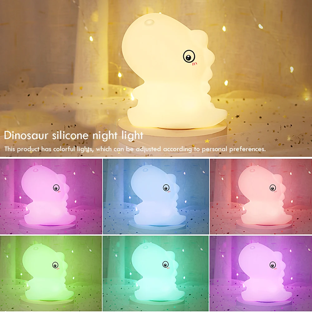 

New LED 3D Lucky Cat Dinosaur Shape Tap Night Light with Remote Control Color Changing Silicone Soft Children Warm Bedside Lamp