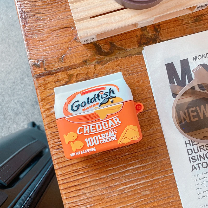 Чехол с изображением рыбы и крекеров мягкий силиконовый чехол сыра беспроводные