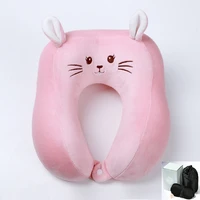 u shaped memory foam travel pillow bedding car aircraft neck massage pillows cotton solid color free eye mask and earplugs