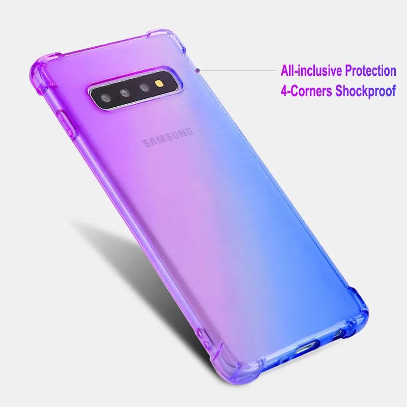 Для Samsung Galaxy S10 Plus S9 S8 Note8 Note9 ударопрочный 4 угла Двойной градиент цвета мягкий ТПУ