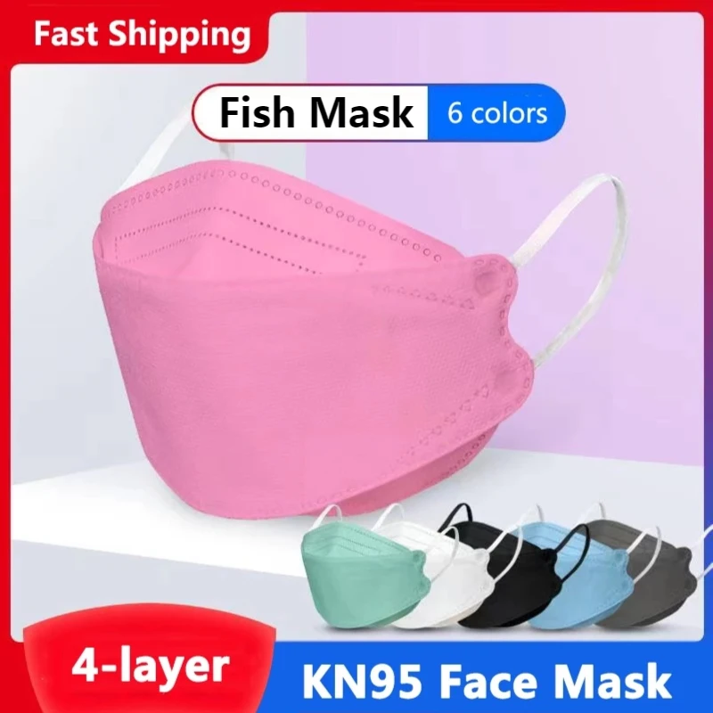 

20-100pcs KN95 Fish Mask Mascarillas 4-Layer Filter Non-woven Protective Face Masks masque Adult 3D Disposable KN95 Mouth Caps