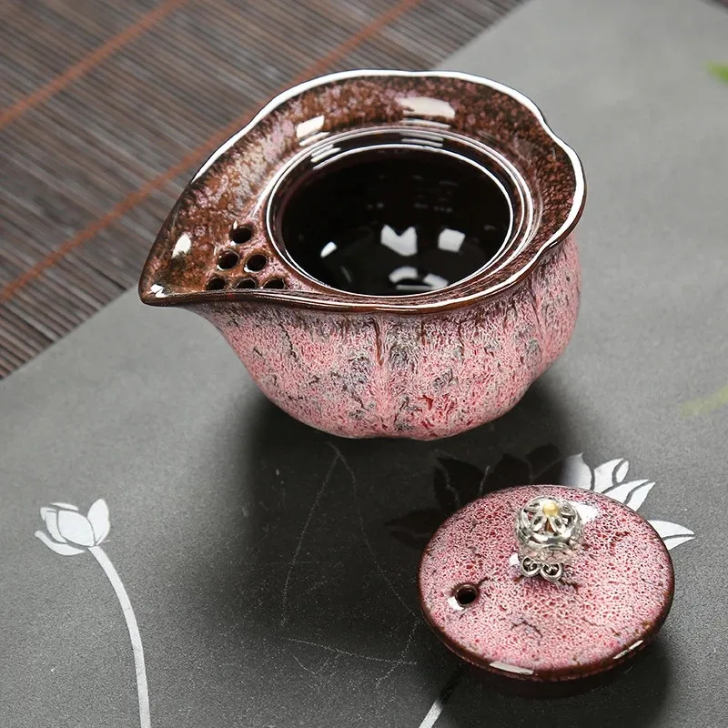 

160ml Kiln Change Ceramic Household Hand-held Pot Tianmu Glaze Single Pot Teapot Kung Fu Tea Set Tea Cover Bowl Ceramic Teapot