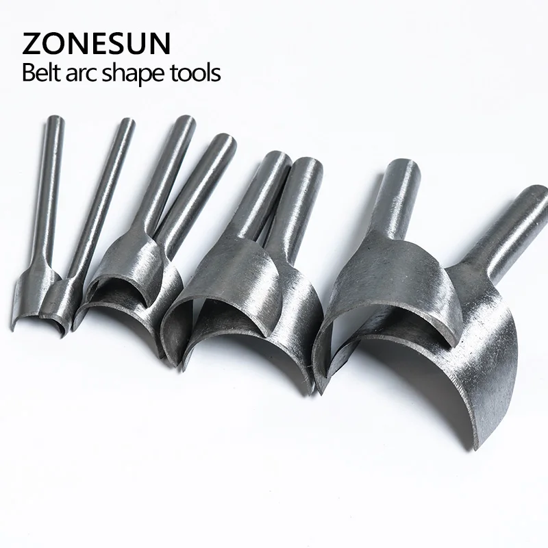 

ZONESUN Semicircle Shape Punch Tool Leather Belt Cutter 8 pcs Craft Hand Tool 10-50mm Diameter Leathercraft Puncher Tools