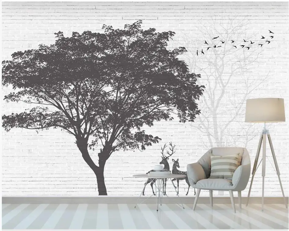 Обои для стен 3 d гостиной простой креативный большой кирпич дерево настенный фон