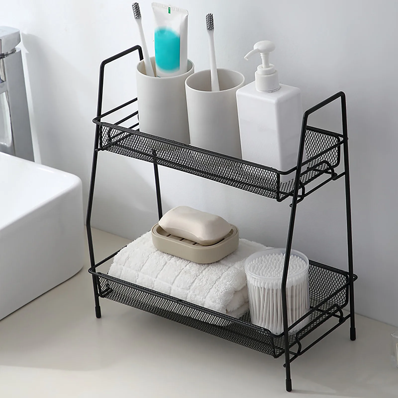 Полка металлическая Двухуровневая полка настольный органайзер для хранения