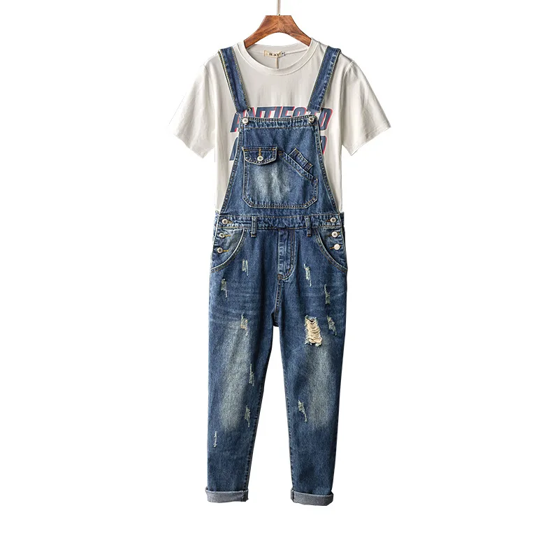 

Mens Retro Distressed Jeans Hommes 2020 Streetwear Bib Overall Denim Men big Size Ankle Ripped Jean Pants Korean Clothing 5XL