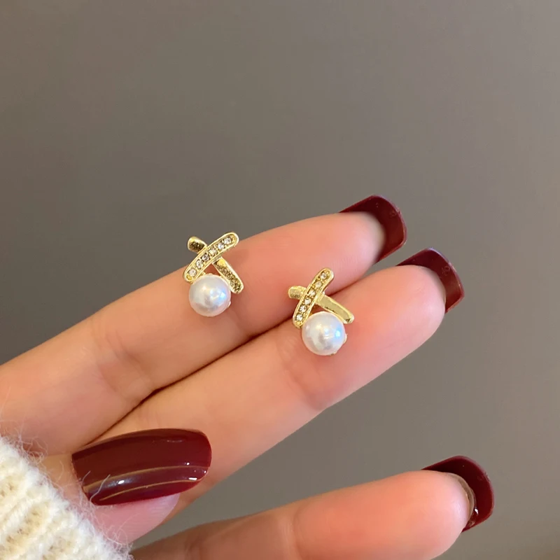 

S925 needle Women Jewelry Elegant Simulated Pearl Earrings Pretty Design Sweet Mini Stud Earrings For Girl Birthday Party Gifts