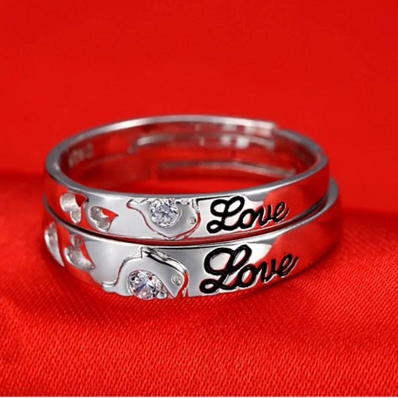 OMHXZJ Wholesale European Fashion Woman Man Party Wedding Gift Dolphin Lovers AAAZircon Resizable 925 Sterling Silver Ring RR247 | Украшения