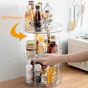 123 layer spice rack kitchen organizer storage rack storage box shelf kitchen accessories 360 degree rotating fruit dish free global shipping