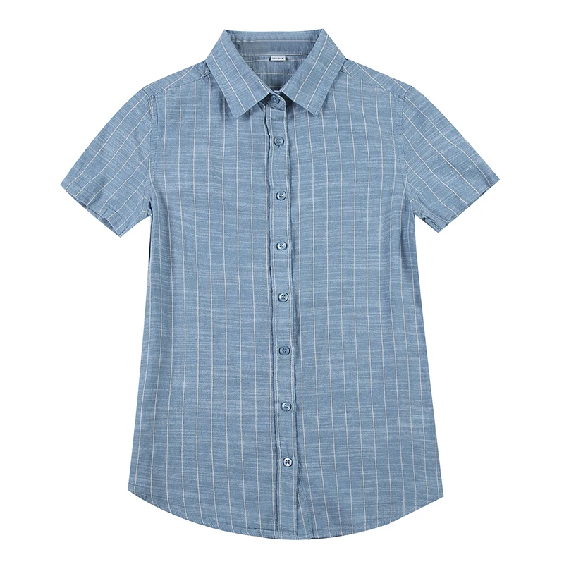 

Vintage Cotton Linen Women Blouses Summer Short Sleeve Striped Blouse Women Shirts Korean Plus Size Women Tops Camisas Mujer