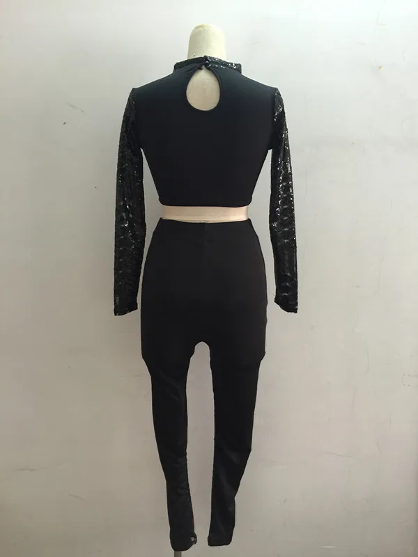 

Fashion Women Sequins Two-piece Suits Bodycon Clubwear Sexy Bling Long Sleeve Jumpsuits Night Clubbing Wear Plus Size