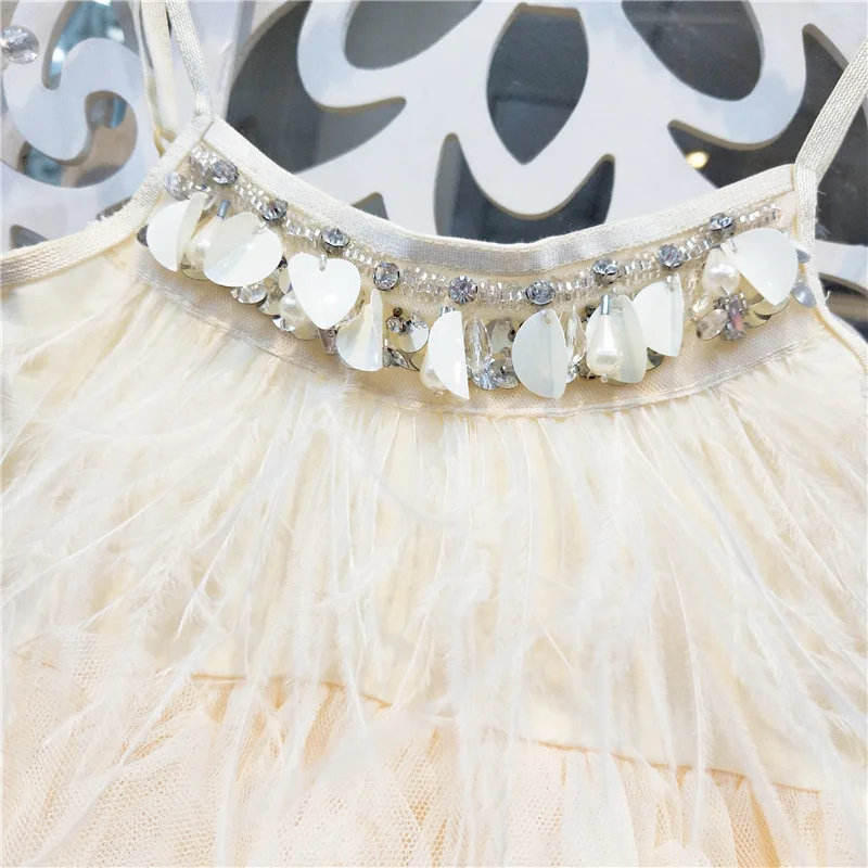 Vestido Girl Princess Tutu Dress Heavy Work Beaded 2019 Summer Feather Pleated Toddler Clothes Baby 1-7 Yrs GDR612 | Детская одежда и