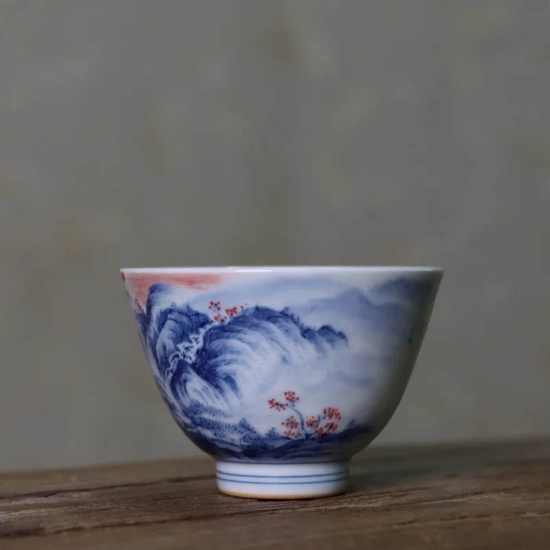 Sun Dong Sheng JingLin oculto dentro y fuera del paisaje de pintura taza de coraz&oacute;n peque&ntilde;o 115 cc-1