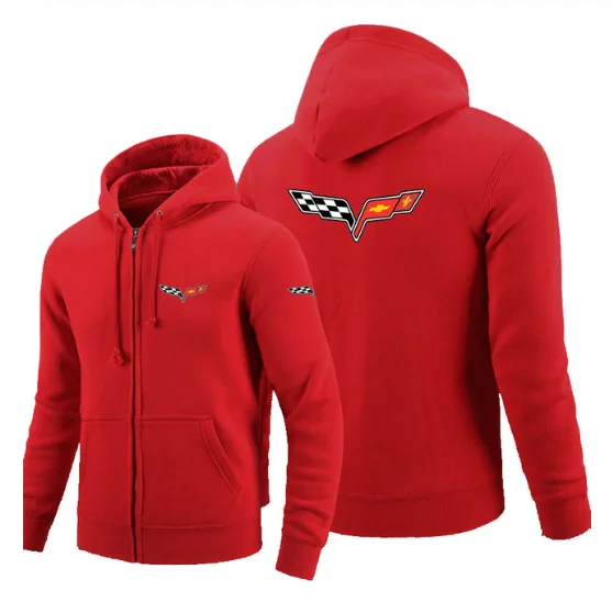 

2020NEW Zipper Hoodies for Chevrolet corvette logo Printed Hoodie Fleece Long Sleeve Man's zipper Jacket Sweatshirt