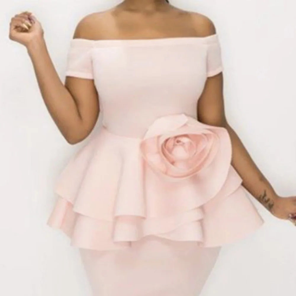 Летние розовые Коктейльные Вечерние платья с рюшами женское сексуальное