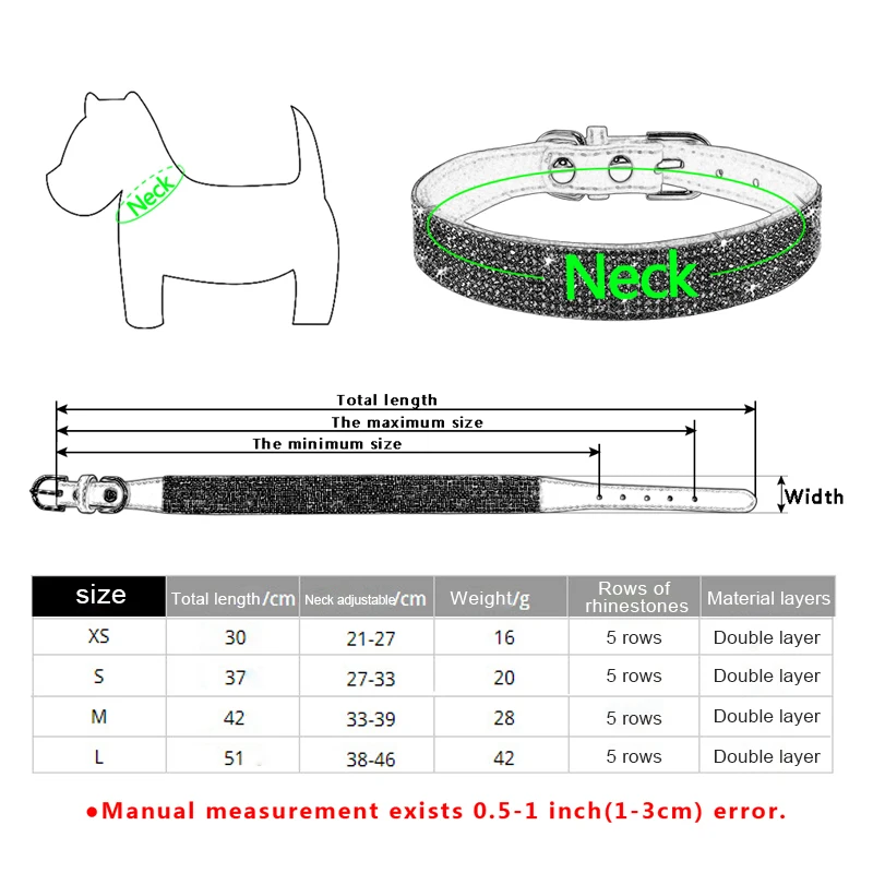 

Comfortable Suede Fiber Crystal Dog Collar Glitter Rhinestone Dog Collars Zinc Alloy Buckle Collar for Small Dogs Cats XS/S/M/L