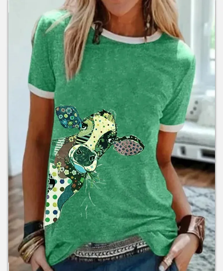 

Женская обувь, летние футболки с рисунком жирафа с животным принтом Топ с коротким рукавом и О-образным вырезом, Повседневная модная футбол...