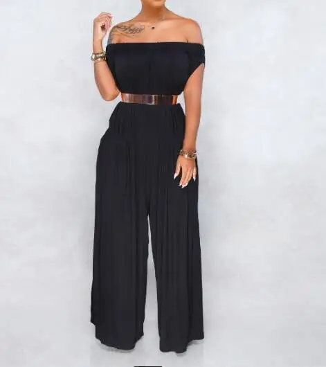 New Fashion 2021 Casual Beach Style Women Jumpsuit Solid Slash Neck Sleeveless Long Loose Romper Plus Size 3XL