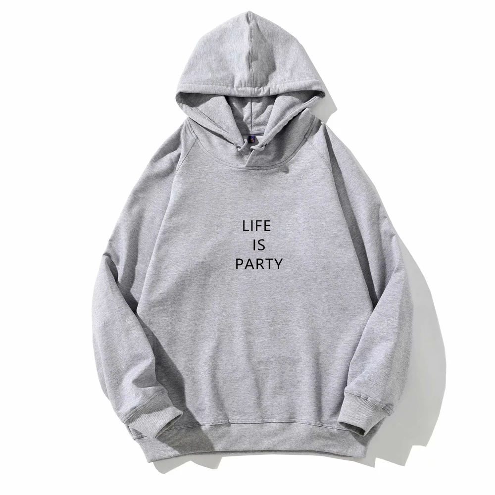 

Autumn Brand Cotton Sweatshirts Men High Quality Life Is Party Letter Print Fashion Mens Hoodie Streetwear Sudaderas Para Hombre