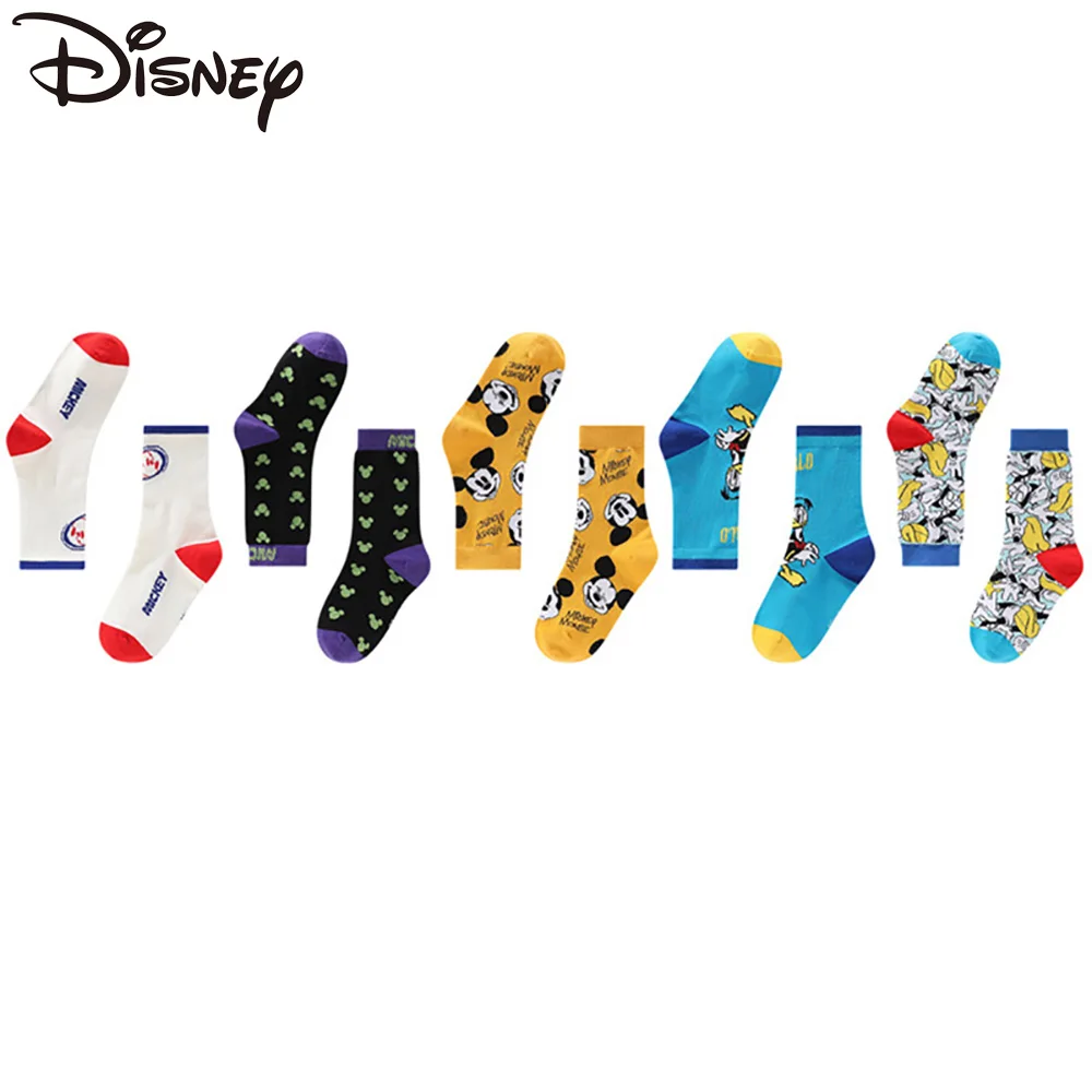 

5 Pairs Disney Mickey Children's Cotton Socks Boy Girl Winter Warm Middle Tube Socks Spring Summer Kid Sport Comfort Socks 2-12Y