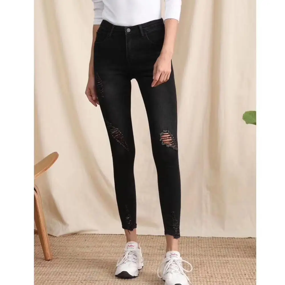 Джинсовая куртка для женщин xintiandi женские узкие джинсы Рваные Джинсы Корейская