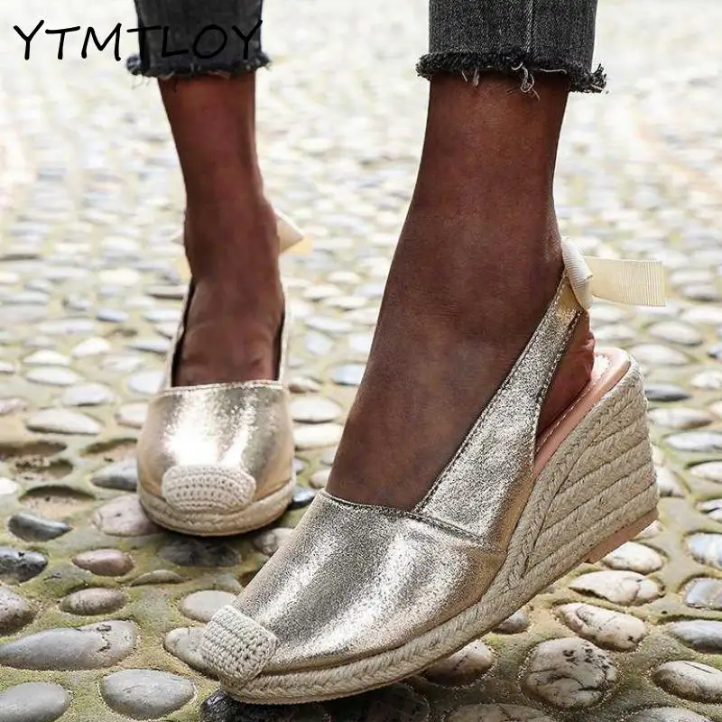 2021 Slope Heel Women Sandals Summer Fashion Buckle Snake Print Solid Casual Office Party Wedding Shoes Large Size Ladies Sandal | Обувь